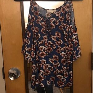 Cold shoulder floral blouse